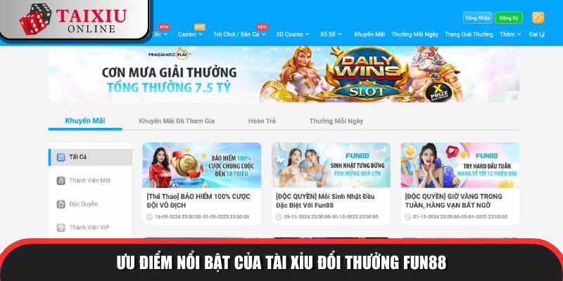 uu diem noi bat fun88 259 Ưu điểm nổi bật của tài xỉu đổi thưởng FUN88 so với tài xỉu khác